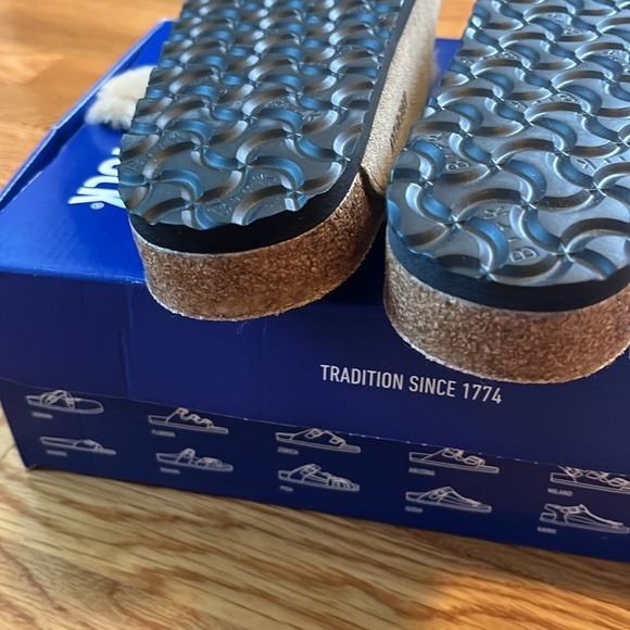 Birkenstock Arizona Shearling Suede Leather Sandal Size 10 New in Box - Picture 12 of 17